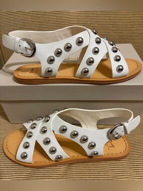NWT Marc Fisher LTD™ Women’s Prancer Studded Sandals in White/Silver - Size 7